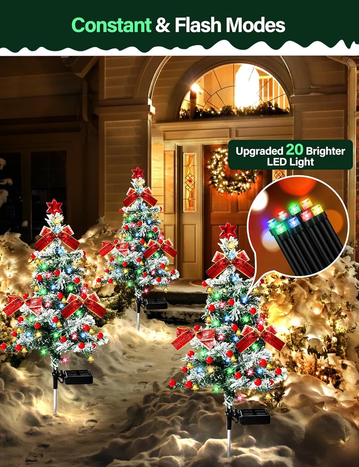 2pcs Solar Christmas Cedar Tree Lights Outdoor Lawn Ground Plug Patio Landscape Balcony Christmas